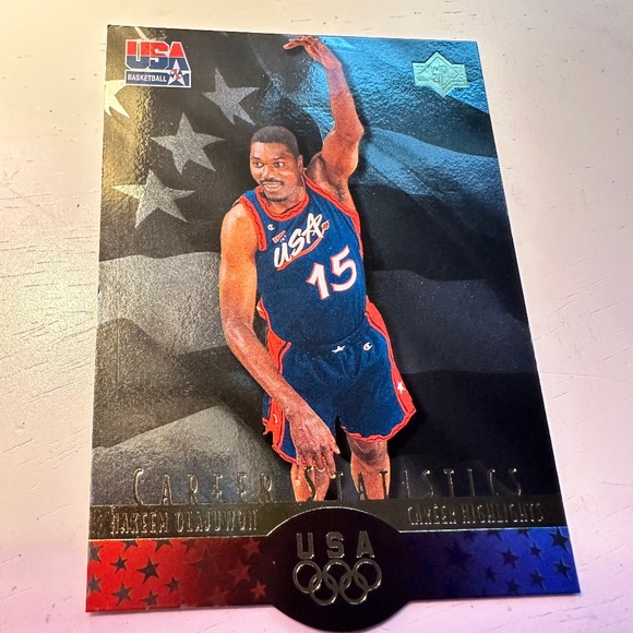 USA Olympics 90's Men's Basketball 18 card lot w/ 96 Silver Foil Olajuwon - Picture 2 of 12